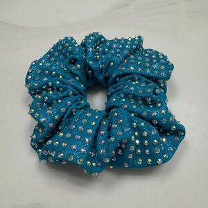 Teal rhinestone scrunchie